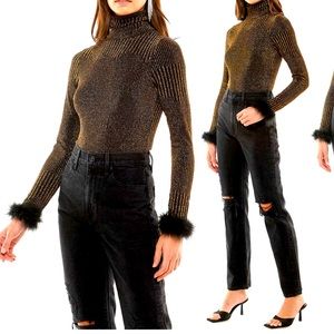 Metallic turtleneck bodysuit